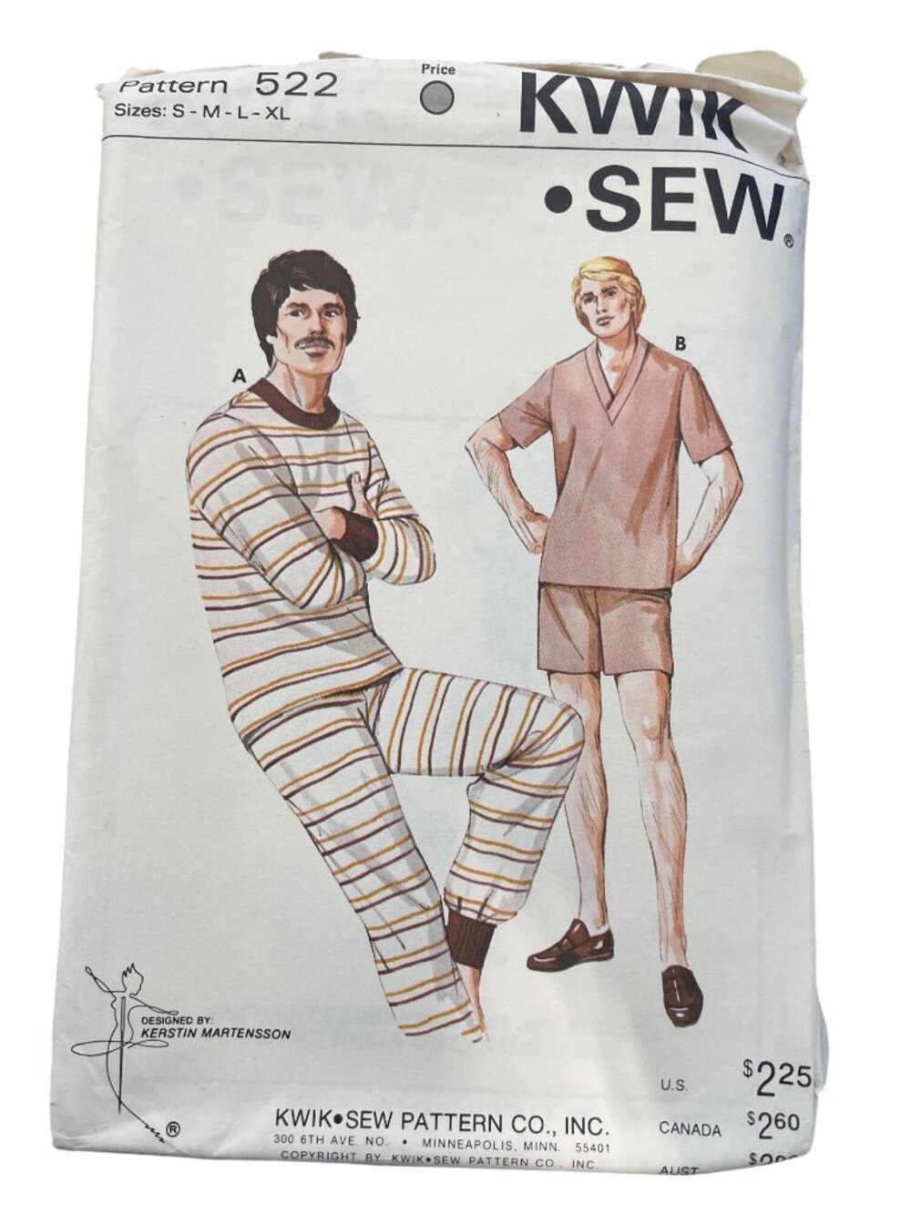 Vintage Kwik Sew Pattern 522 Mens Lounge Set Pajamas Small-XL Dressmaking UNCUT